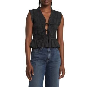 Rails Smocked Black Martine Crop Top Size S